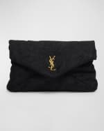 Image 1 of 6: Saint Laurent Large YSL Envelope Pouch in Lace Brocade Wool