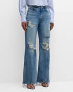 Image 2 of 6: MOTHER The Sidestepper Sneak Chew Jeans