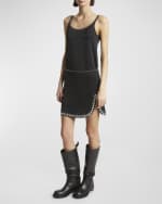 Image 5 of 6: Rabanne Studded Side-Slits Mini Skirt