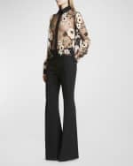Image 2 of 6: Elie Saab Floral Embroidered Tulle Button-Down Shirt
