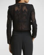 Image 5 of 6: Elie Saab Lace Embroidered Tulle Crop Jacket