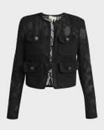 Image 1 of 6: Elie Saab Lace Embroidered Tulle Crop Jacket
