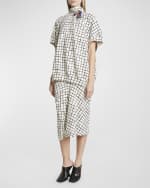 Image 7 of 7: Dries Van Noten Halovara Grid Print Blouse with Rhinestone Details