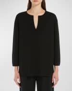 Image 4 of 4: Max Mara Leisure Sottile Split-Neck Viscose Crepe Blouse