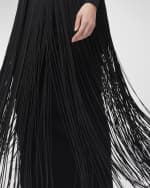 Image 4 of 4: Herve Leger Sloane Long-Sleeve Fringe Gown