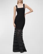 Image 3 of 4: Herve Leger Claudia Striped-Skirt Sleeveless Bandage Gown