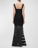 Image 2 of 4: Herve Leger Claudia Striped-Skirt Sleeveless Bandage Gown