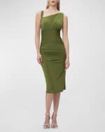 Image 1 of 4: Herve Leger Ingrid Bandage-Waist Sleeveless Asymmetric Dress