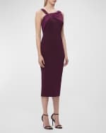 Image 3 of 4: Herve Leger Janelle Pleated Asymmetric Sleeveless Midi Dress