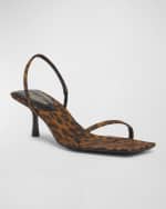 Image 4 of 5: Saint Laurent Jaspe Leopard Slingback Sandals