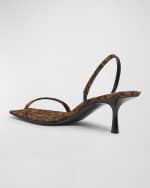 Image 2 of 5: Saint Laurent Jaspe Leopard Slingback Sandals