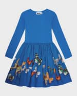 Image 1 of 5: Molo Girl's Casie Butterfly-Print Combo Dress, Size 3T-6