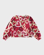 Image 1 of 4: Molo Girl's Miki Multicolor Heart-Print Sweatshirt, Size 8-12