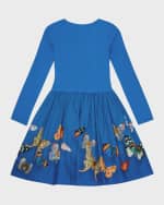 Image 2 of 3: Molo Girl's Casie Butterfly-Print Combo Dress, Size 7-12