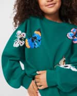 Image 3 of 7: Molo Girl's Marika Embellished Butterfly Sweatshirt, Size 4-7