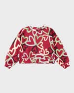 Image 5 of 6: Molo Girl's Miki Multicolor Heart-Print Sweatshirt, Size 4-6