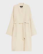 Image 1 of 4: Weekend Max Mara Eris Wrap-Front Virgin Wool Peacoat