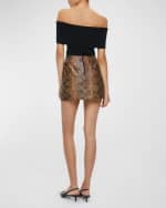 Image 3 of 6: Alice + Olivia Elana Vegan Snake Mini Skirt
