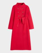 Valentino Garavani High-Neck Double-Breast Belted Wool Cashmere