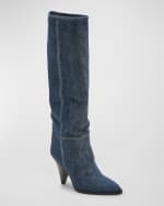 Image 4 of 5: Isabel Marant Ririo Denim Knee Boots