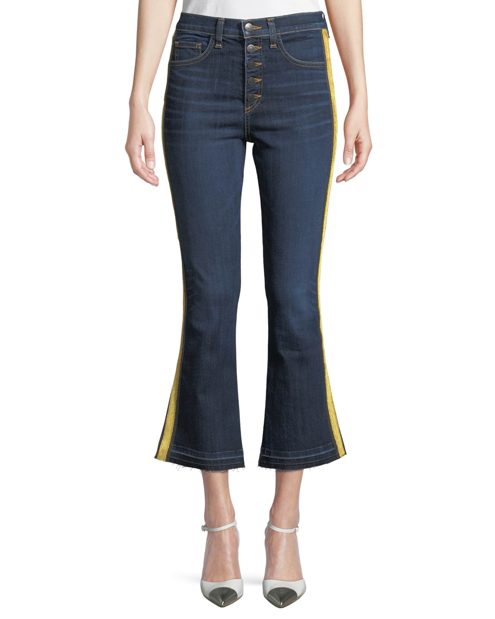 Veronica Beard Carolyn Baby Boot Cropped Jeans with Tux Side | Neiman ...