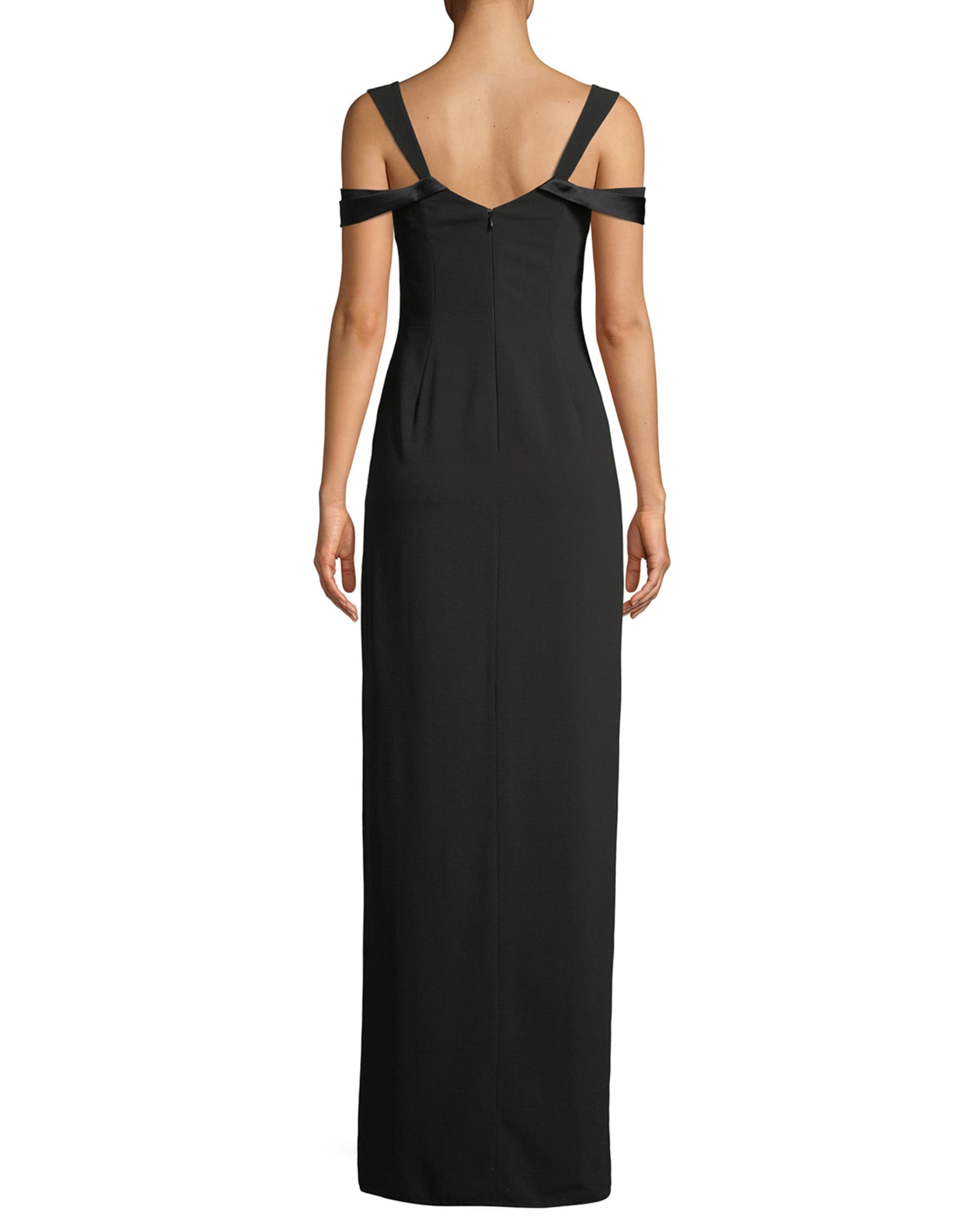 Halston Heritage Cold Shoulder Fitted Crepe Gown Neiman Marcus