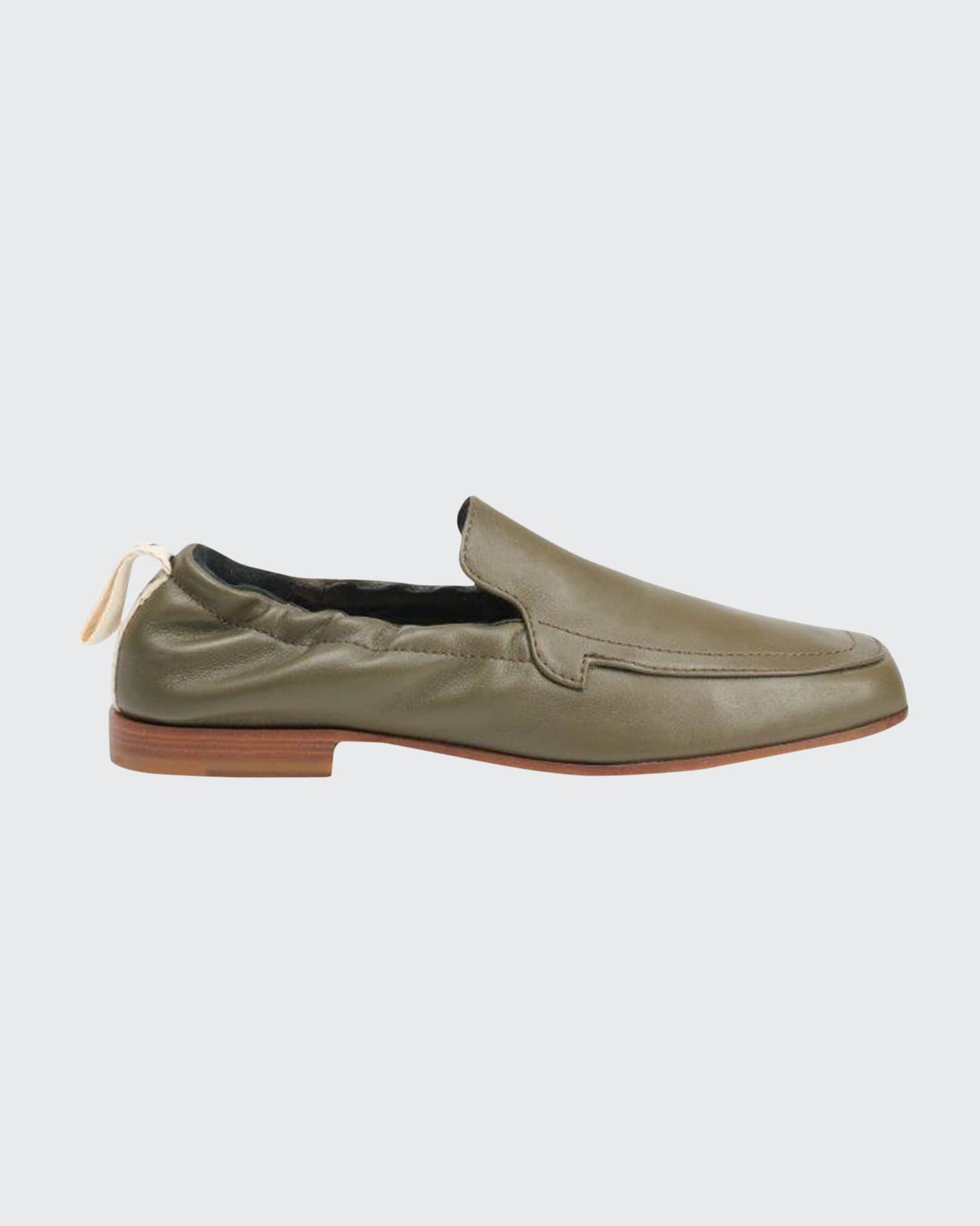 Elastic Collar Leather Loafers 0