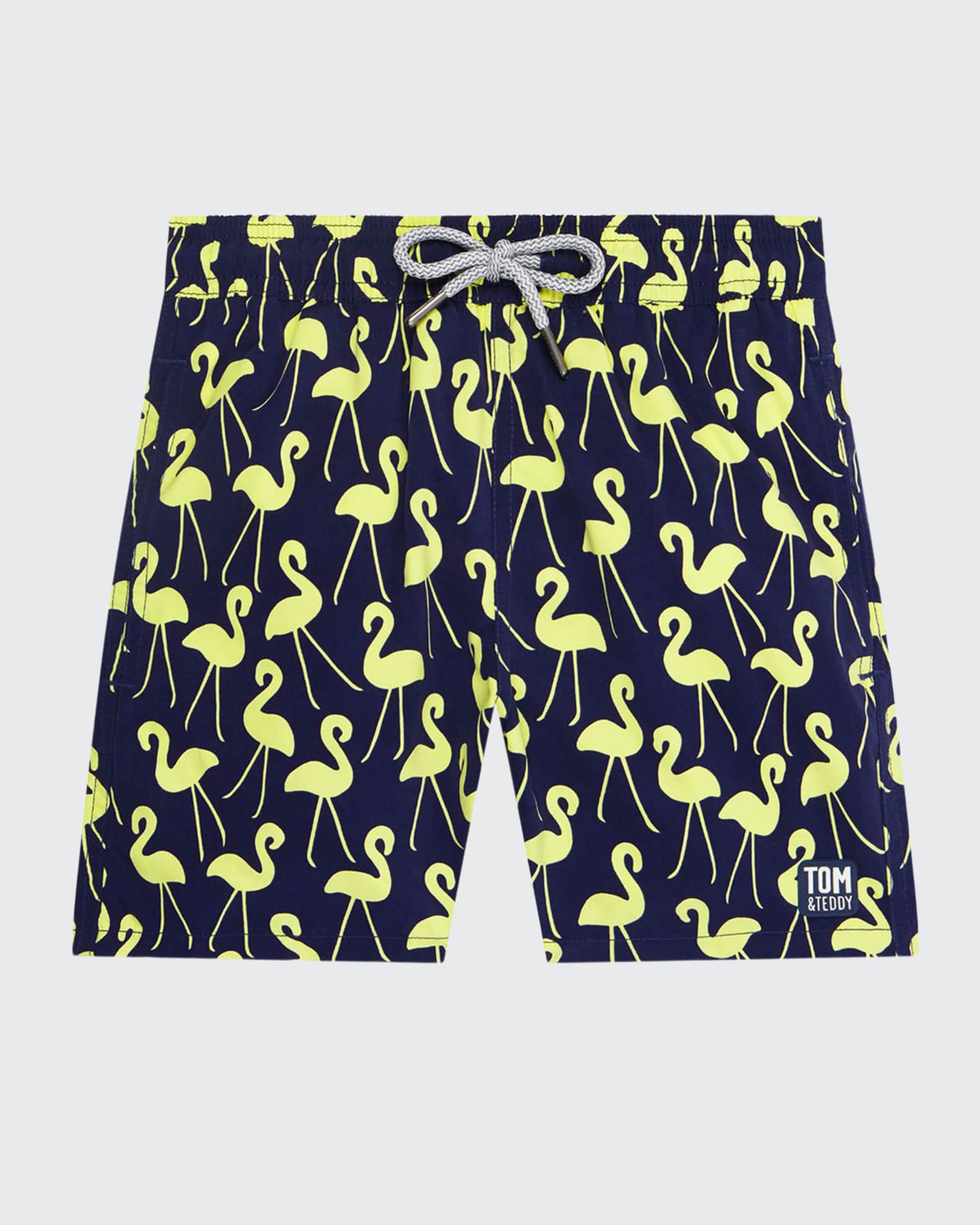 Tom & Teddy Boy's Flamingo-Print Swim Trunks, Size 1-12 | Neiman Marcus