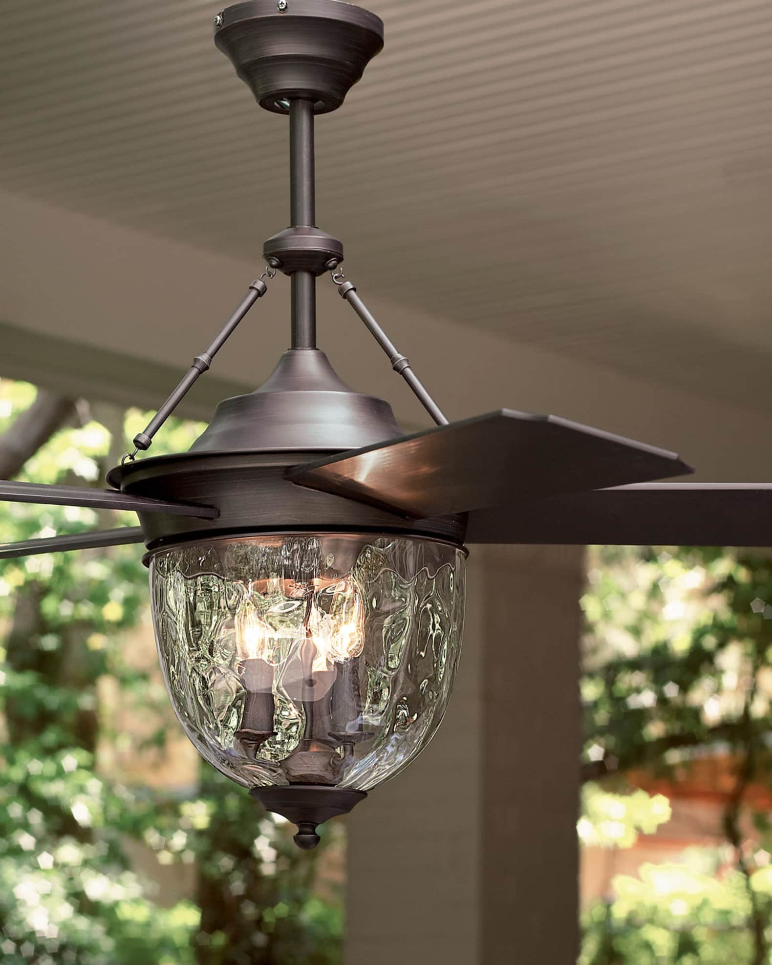 Dark Aged Bronze Outdoor Ceiling Fan with Lantern, 52" 0