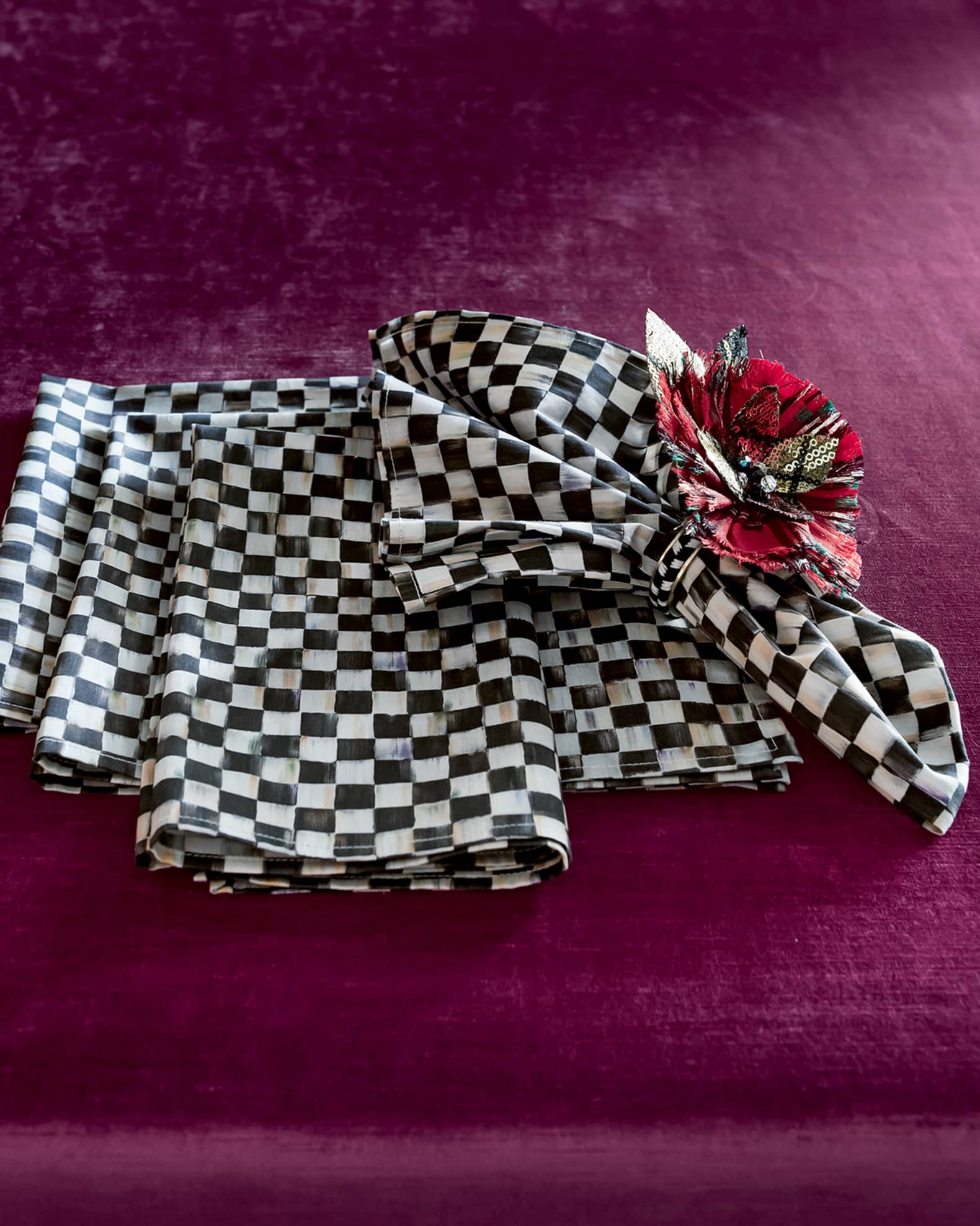 MacKenzie Childs Courtly Check Napkin with 1 quot Sq Check Pattern Neiman