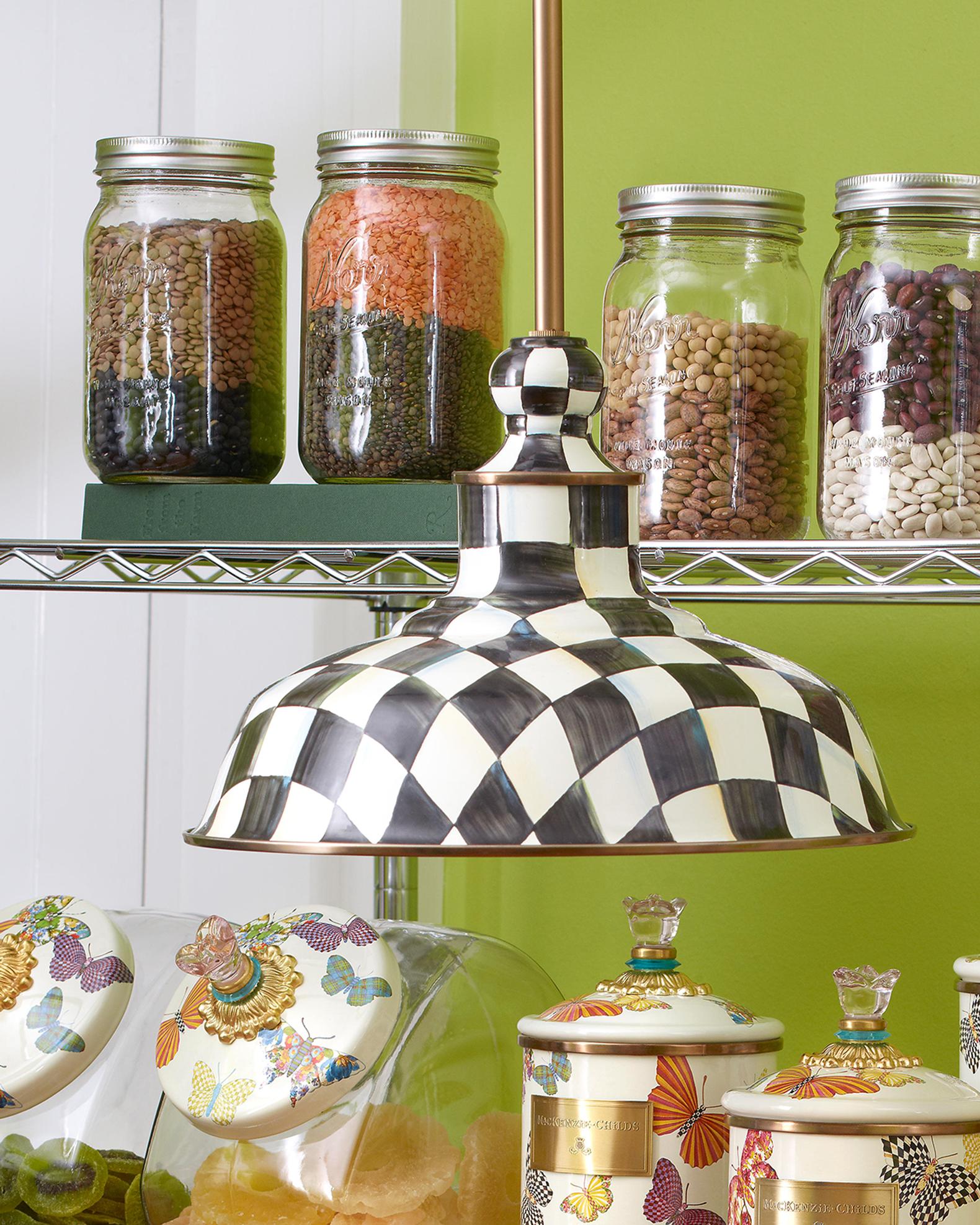MacKenzie-Childs Courtly Check Barn Pendant Lamp, 12" | Neiman Marcus