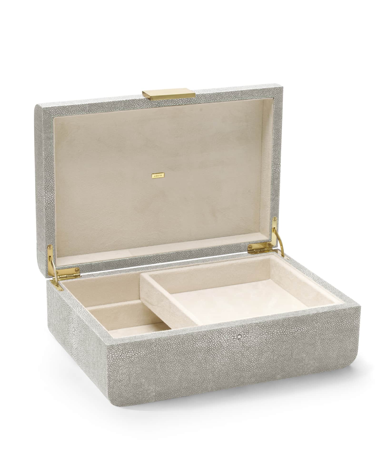 Modern Large Embossed Faux Shagreen Jewelry Box 1
