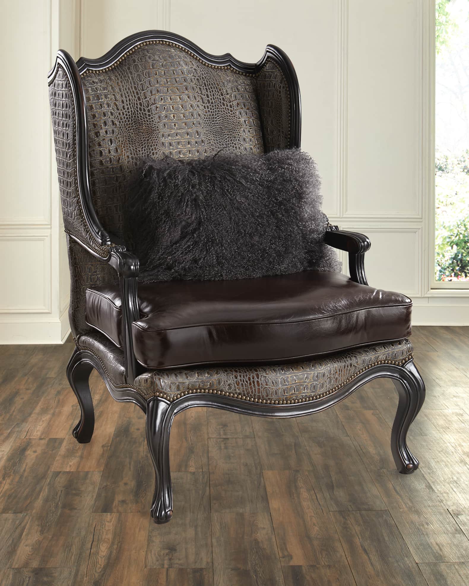 Sarah Leather Wingback Chair 0
