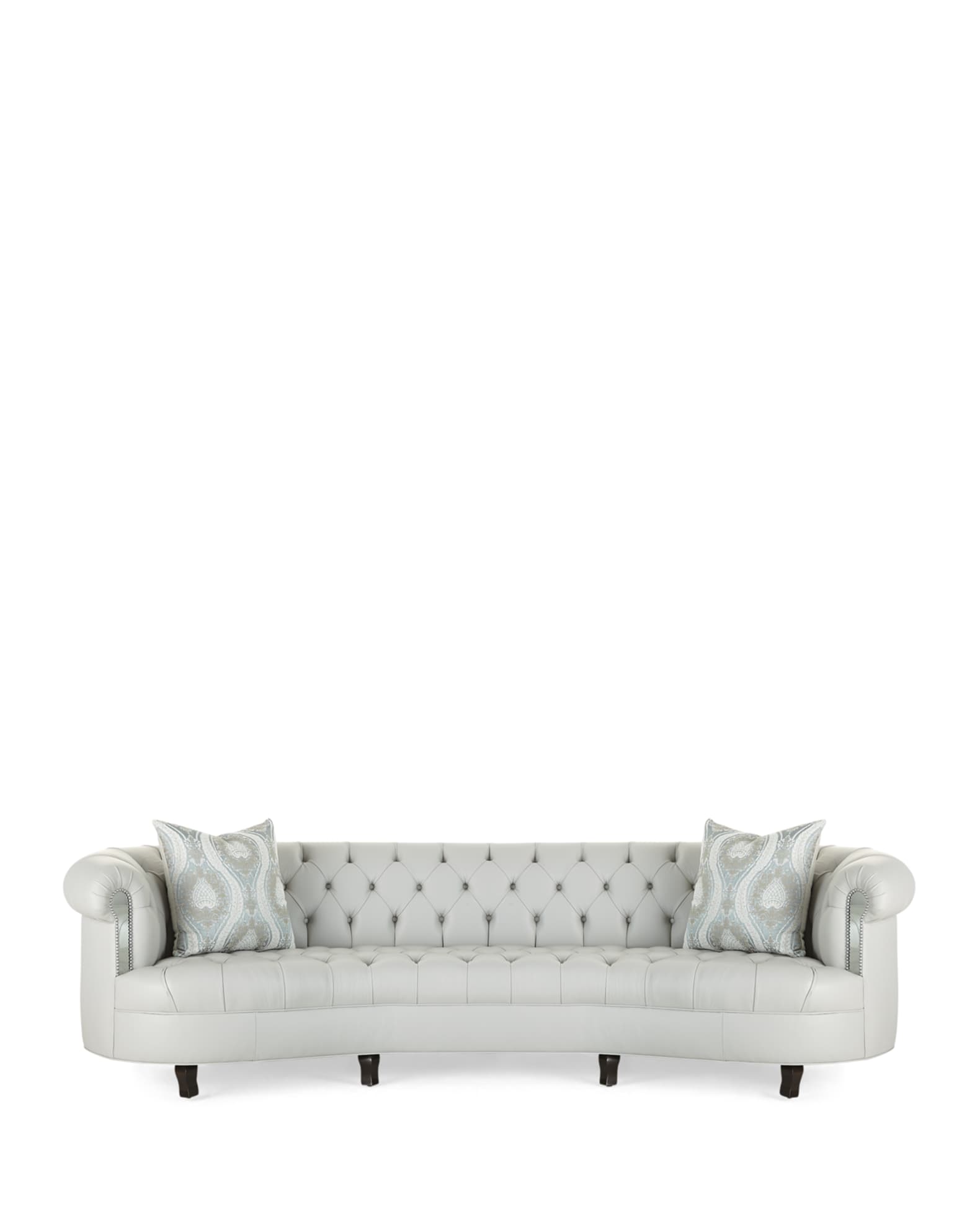 Rebecca Leather Mirrored Trim Sofa, 122" 0