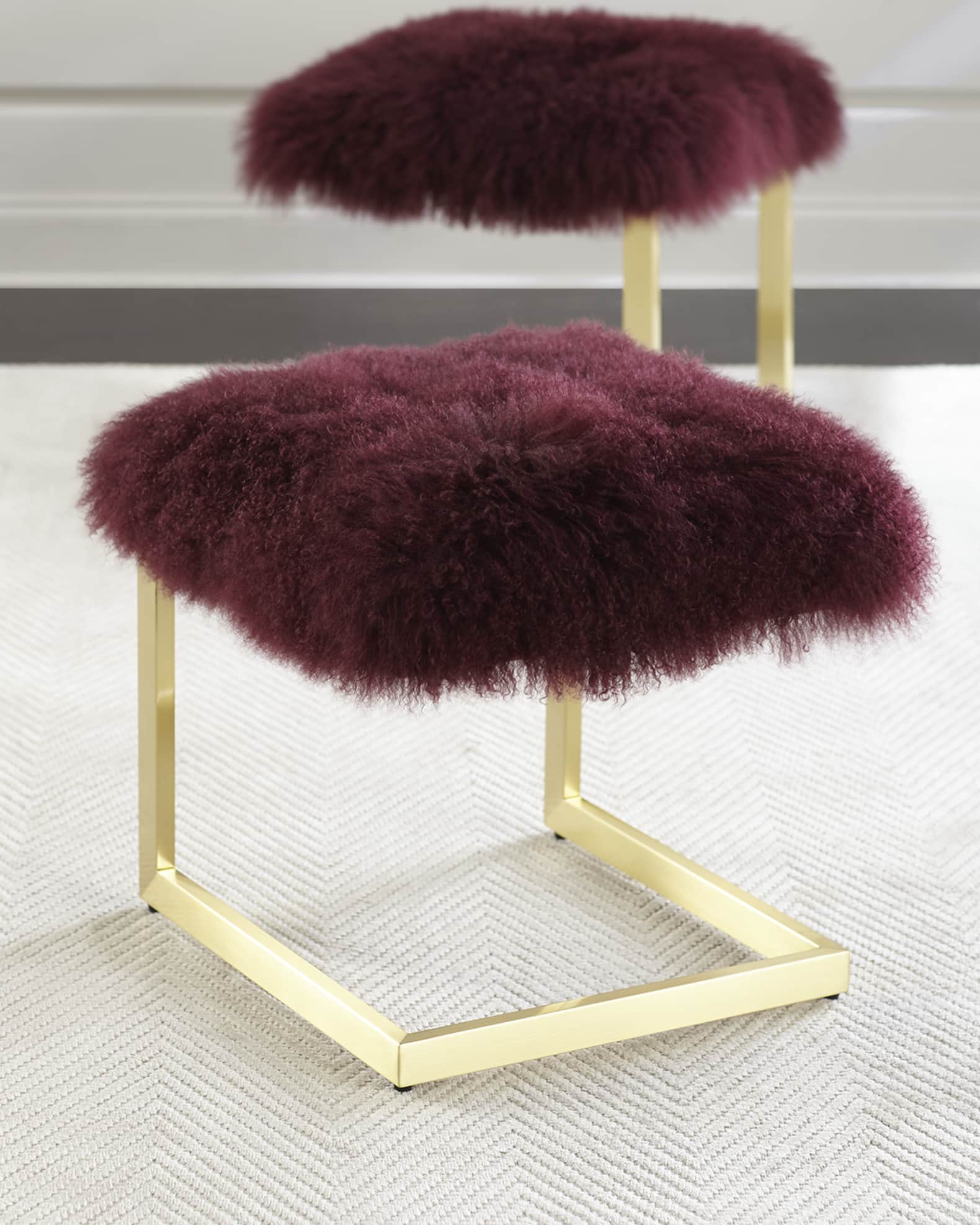Hildy Tibetan Lamb Ottoman 0