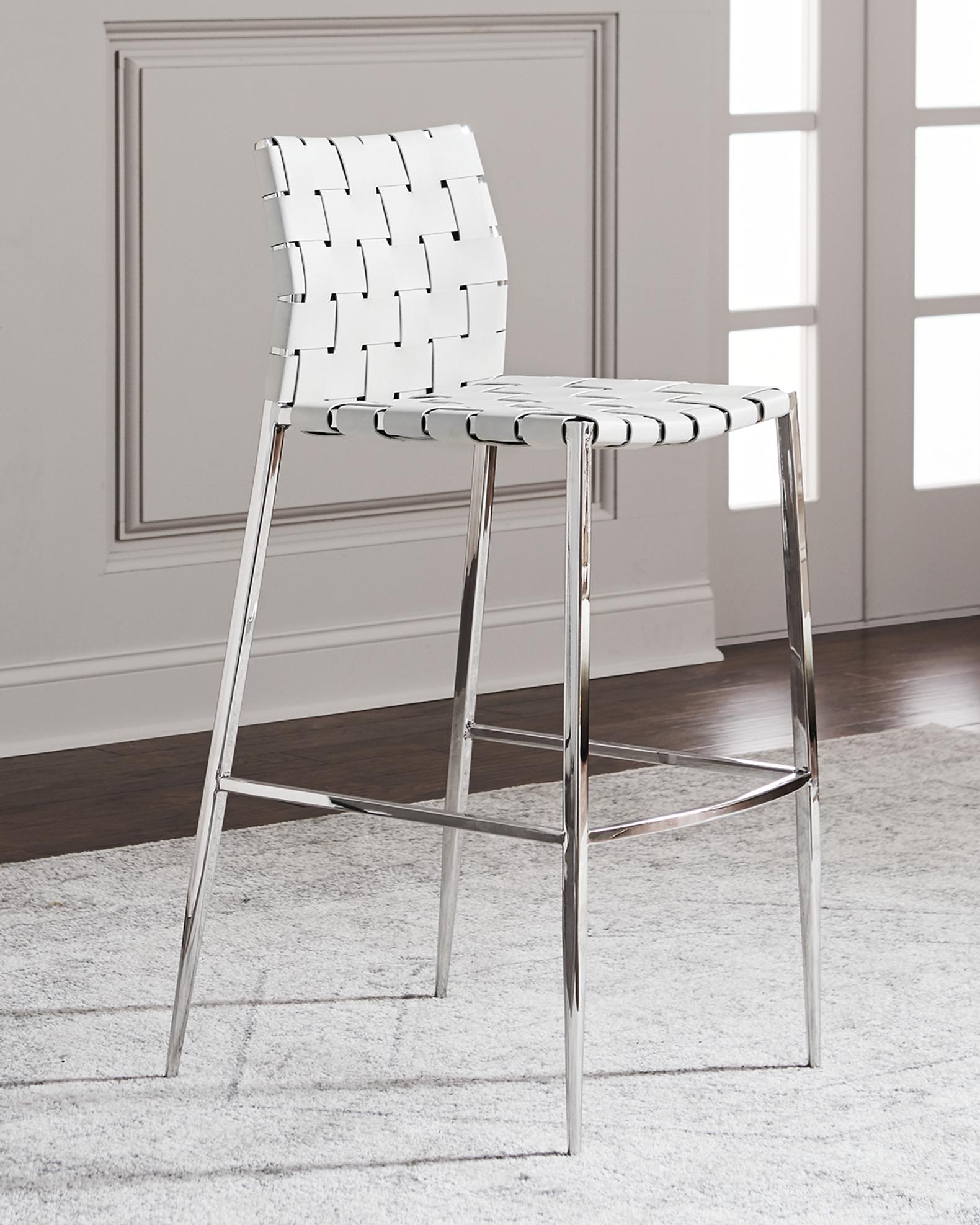 Kennedy Woven Leather Bar Stool | Neiman Marcus