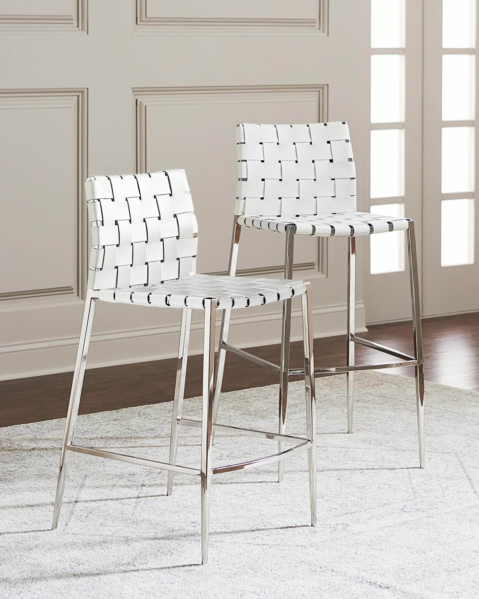 Kennedy Woven Leather Bar Stool | Neiman Marcus