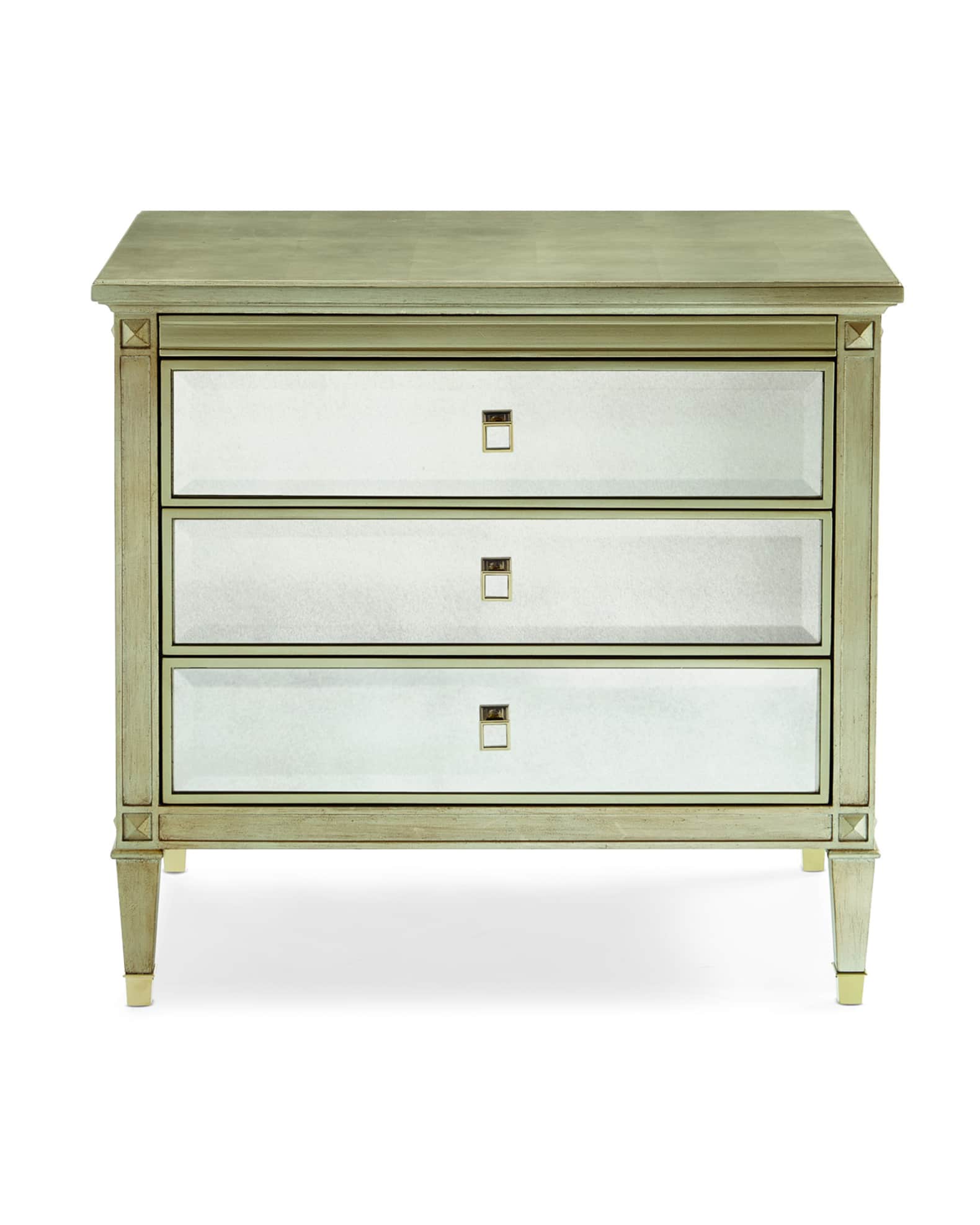 Caracole Emilee Antiqued Mirror 3Drawer Nightstand Neiman Marcus