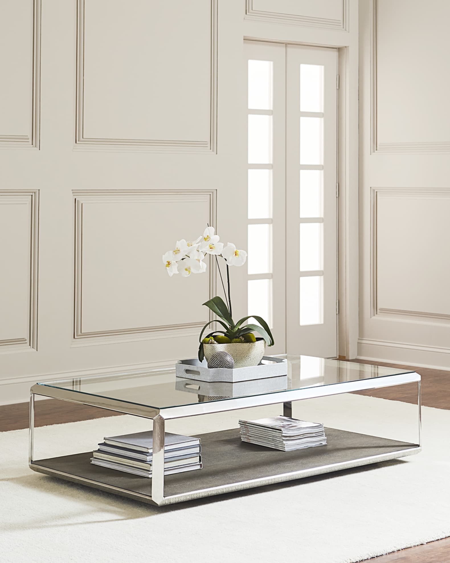 Shagreen shadow box coffee table discount