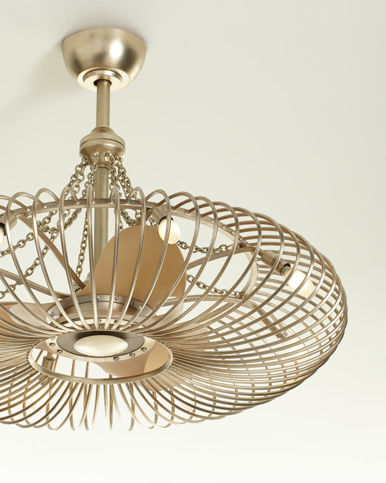 Ribbons of Silver 8-Light Pendant with Fan 1
