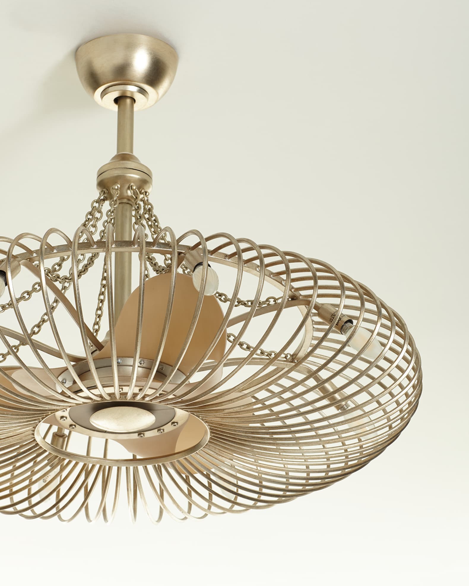 Ribbons of Silver 8-Light Pendant with Fan 0