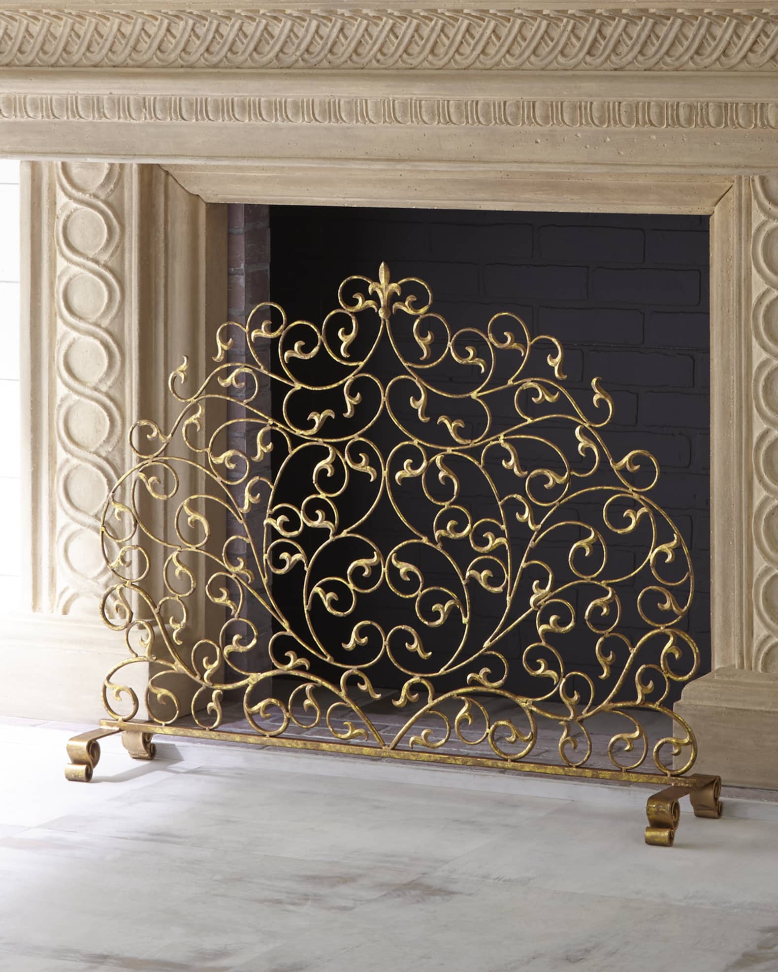 Neiman Marcus Golden Branch FIREPLACE SCREEN Italiangold finish Luxe
