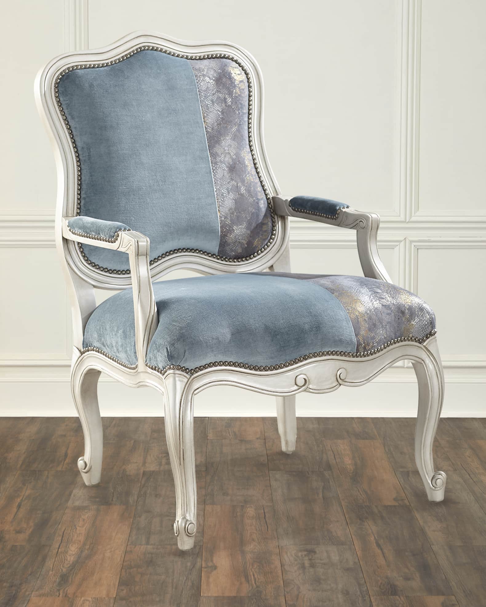 Lyle Velvet & Leather Bergere Chair 0