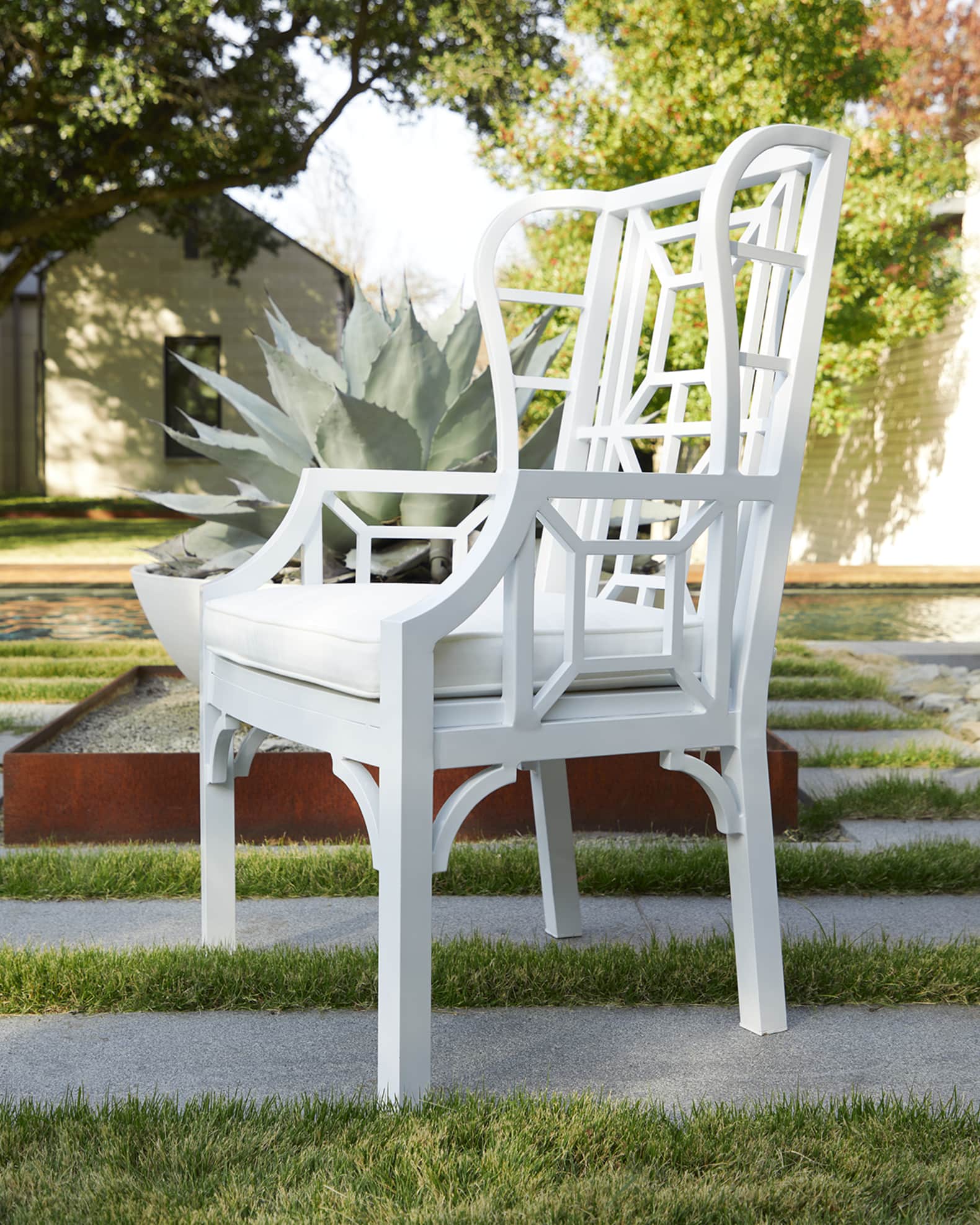 Tamsin White Chinoiserie Outdoor Wing Chair 0