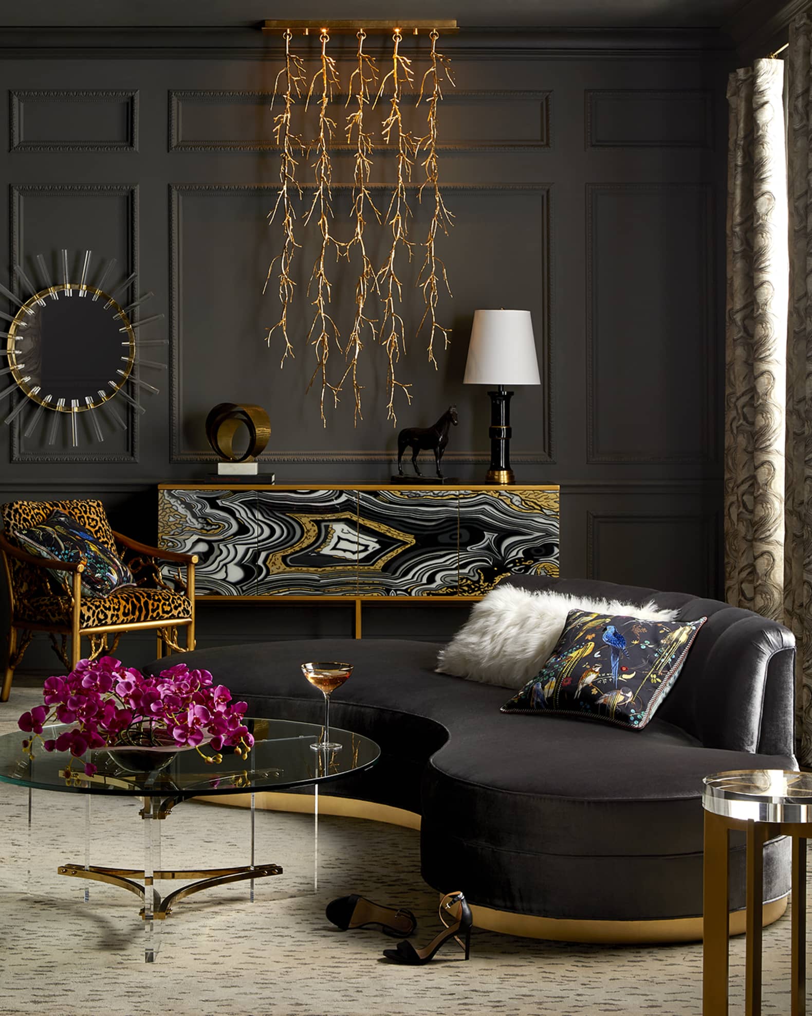 Haute House Layla Channel Tufted Curved Sofa 121 Neiman Marcus