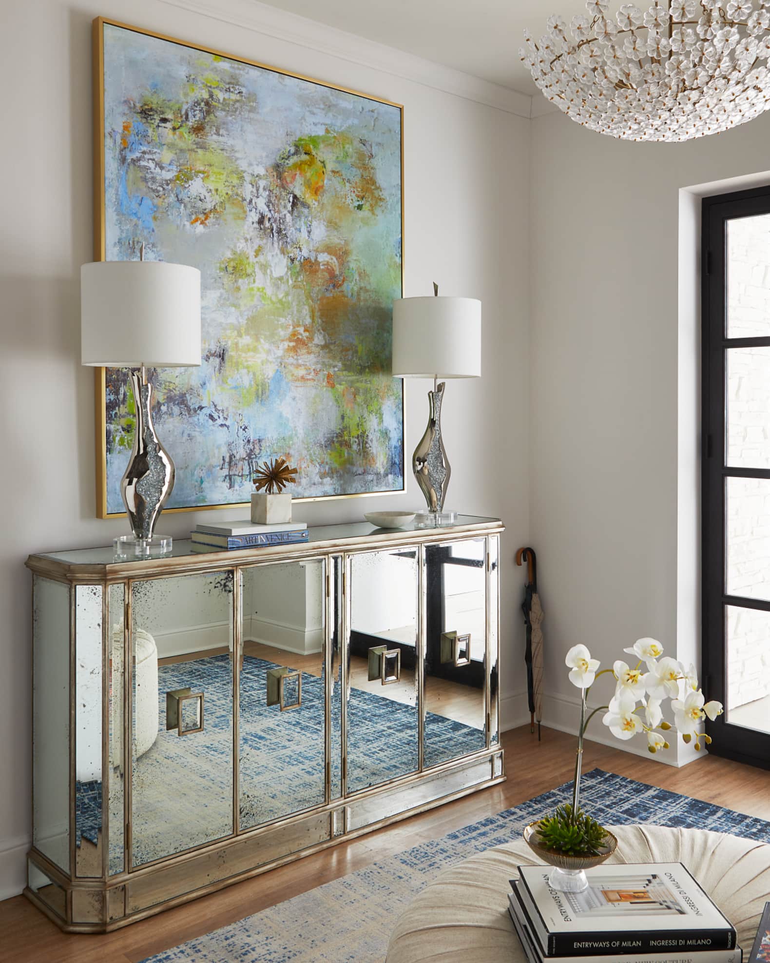 John Richard Collection Juno Foxed Mirror Credenza Neiman Marcus
