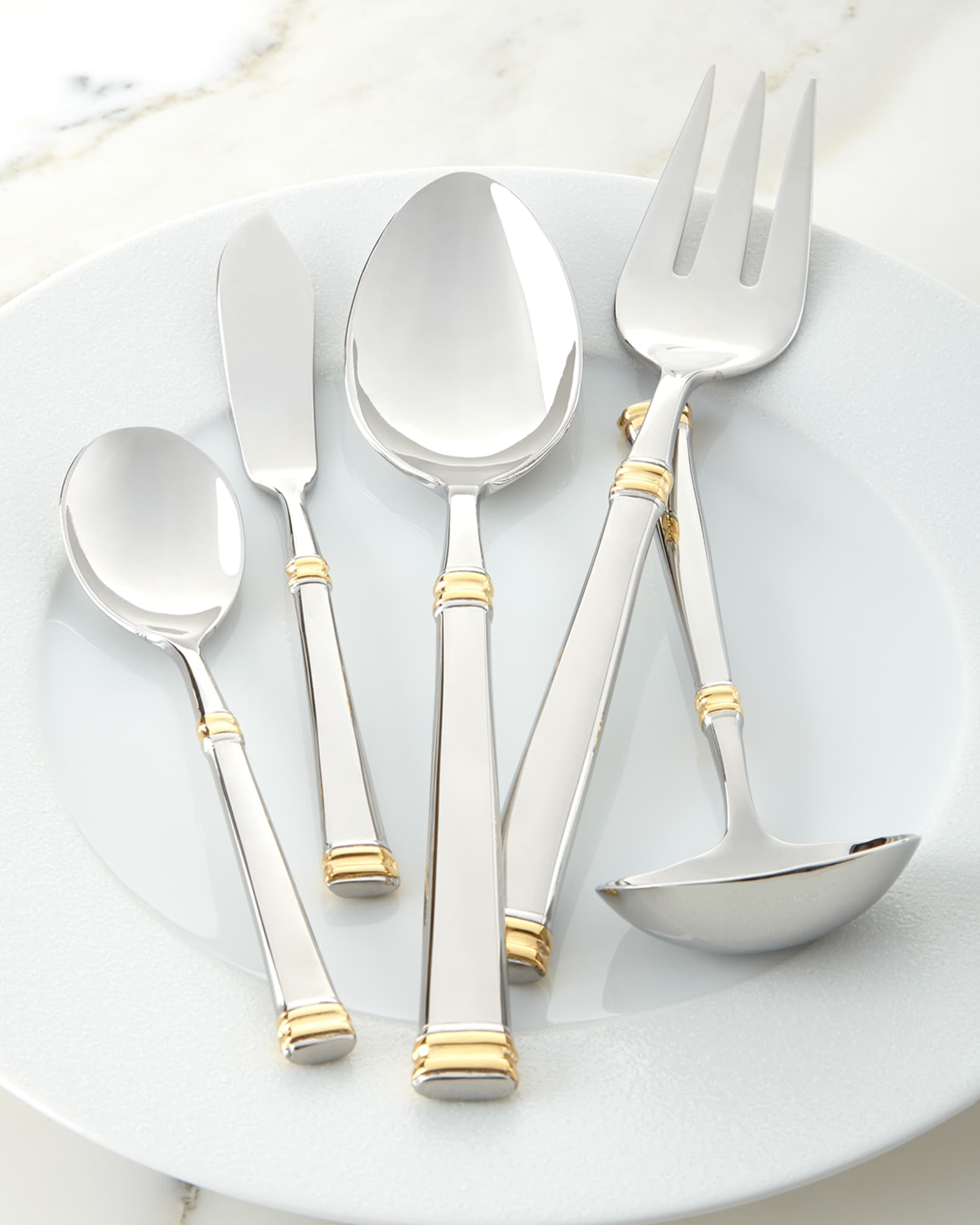 Ricci Silversmith 45Piece Gold Bramasole Flatware Service Neiman Marcus