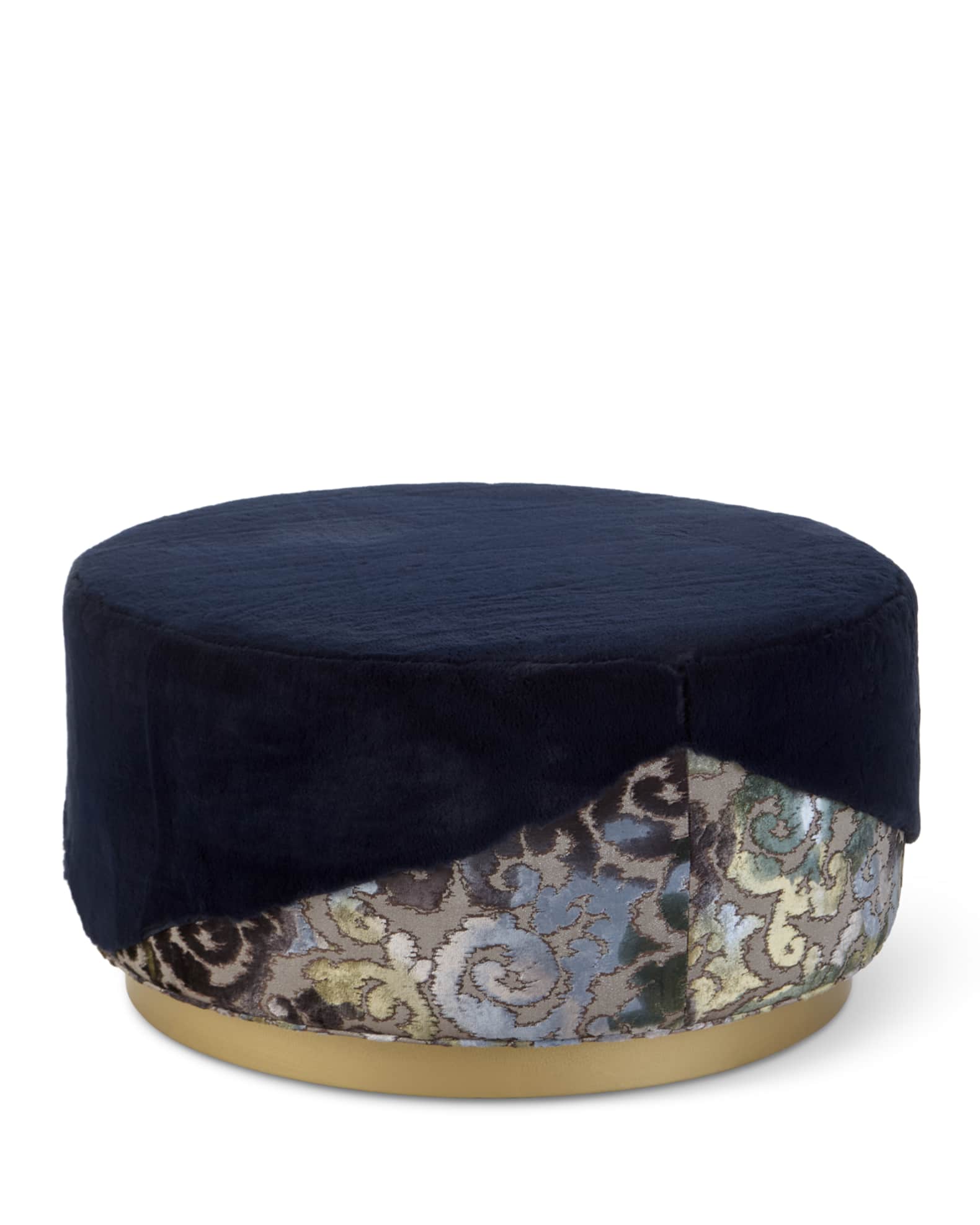 Misha Faux-Fur Round Ottoman 1