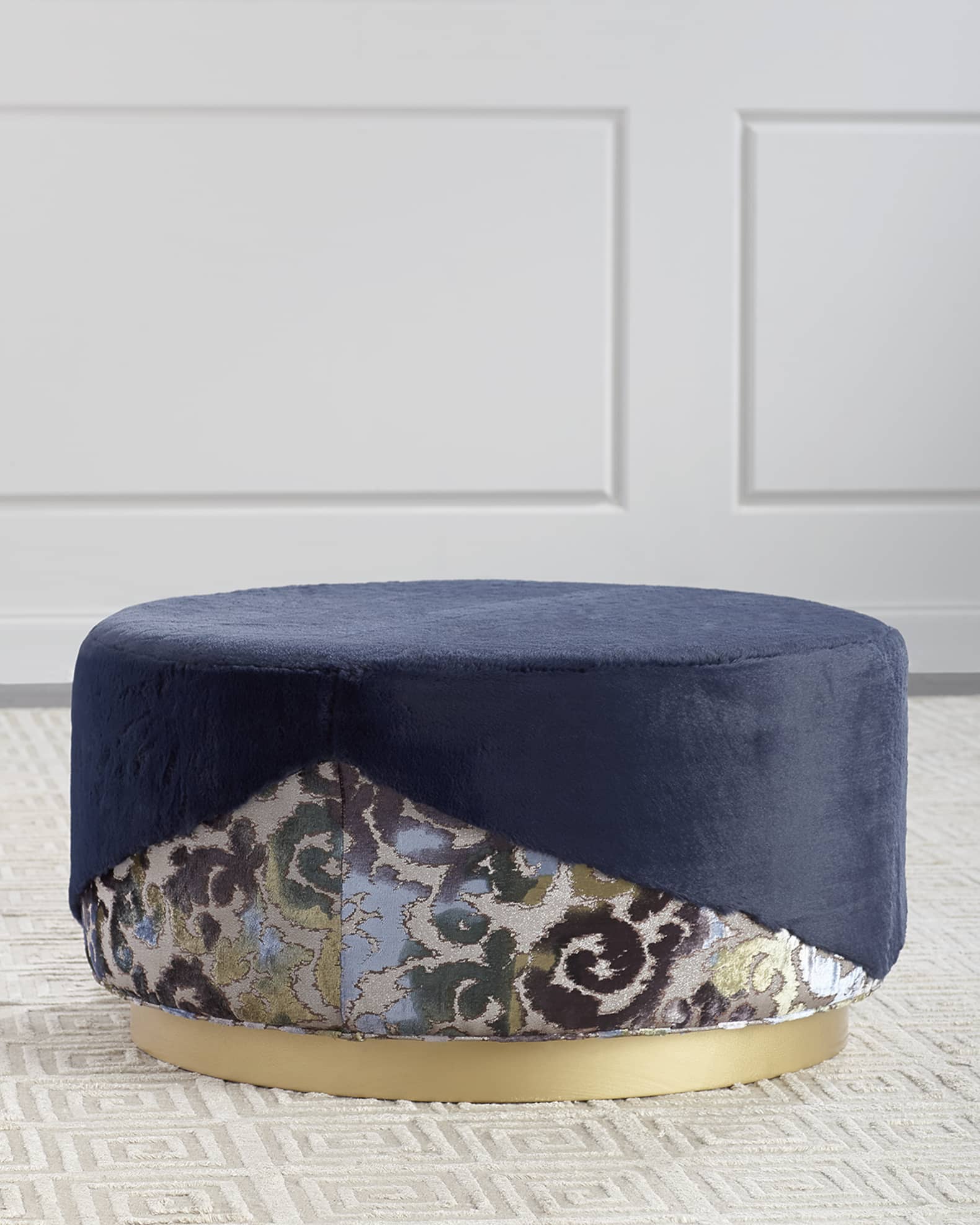 Misha Faux-Fur Round Ottoman 0