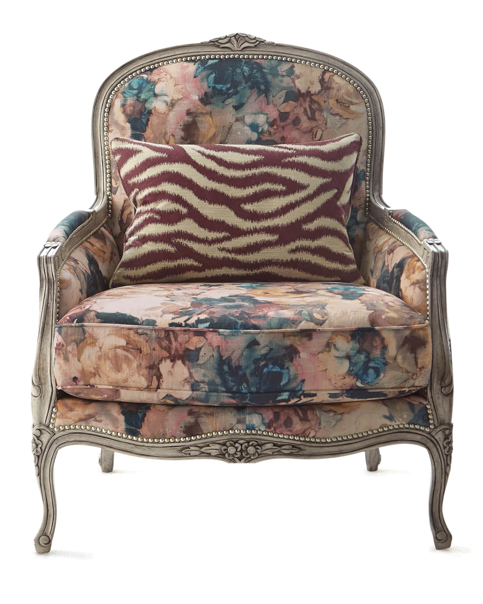 Massoud Windsor Floral Bergere Chair Neiman Marcus